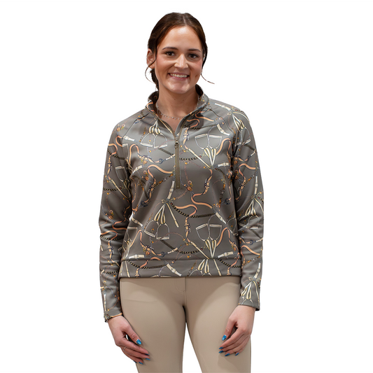 Kastel Long Sleeve 1/2 Zip Taupe Belt Scuba Pullover