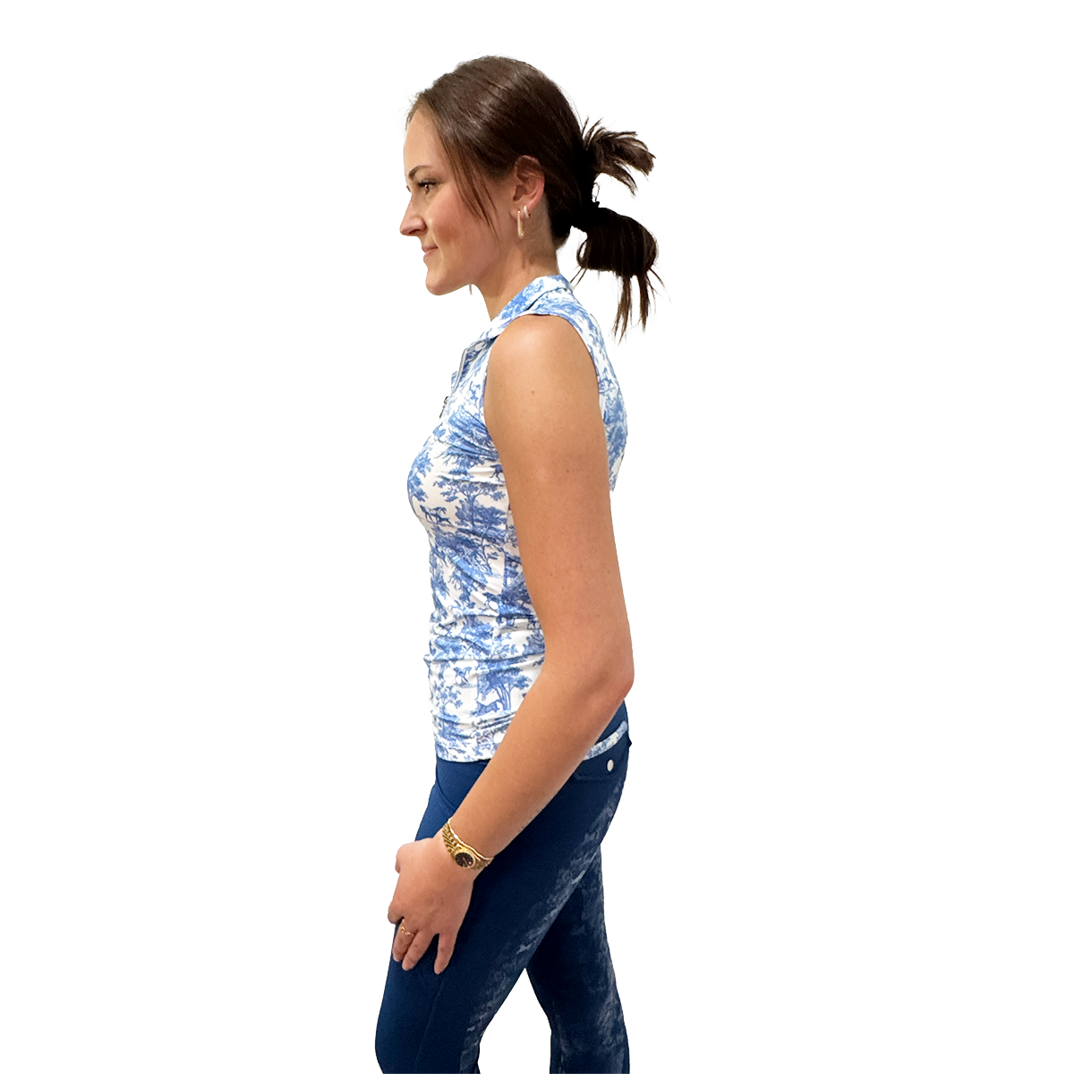 Dapplebay Equestrian Toile 1/4 Zip Sleeveless Riding Top