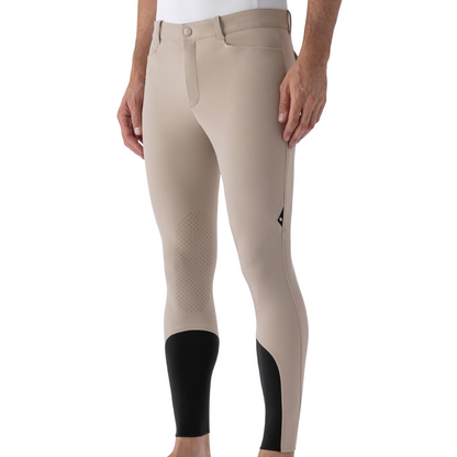 Equiline Men's Grafton B-Move Knee Grip Breeches Model View in Beige