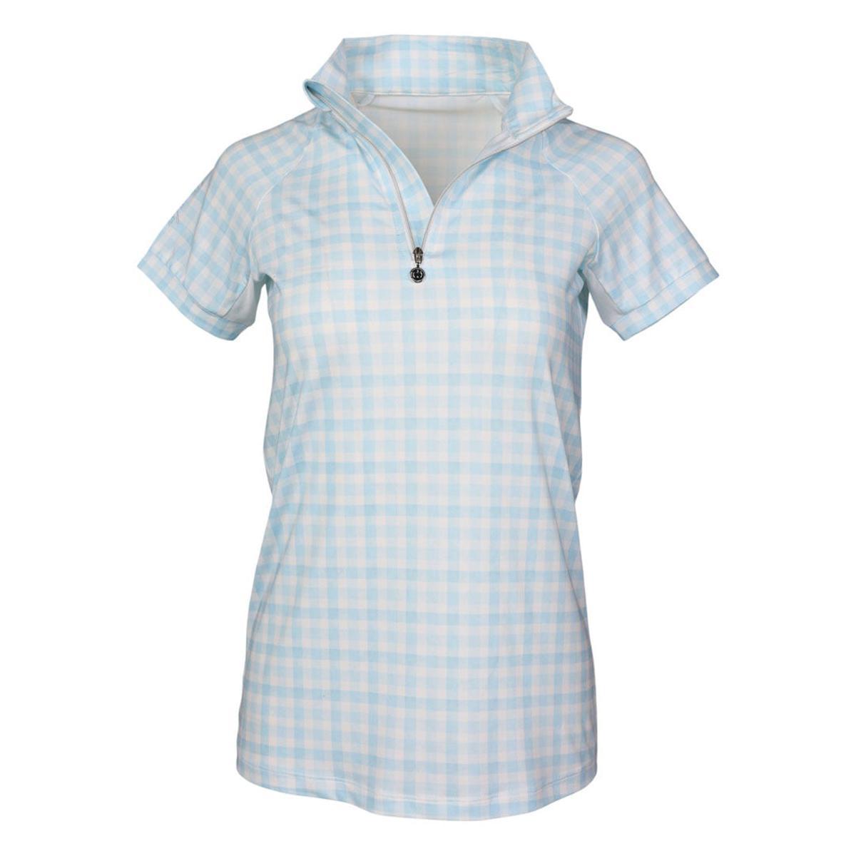 Dapplebay Gingham 1/4 Zip Short Sleeve Riding Top