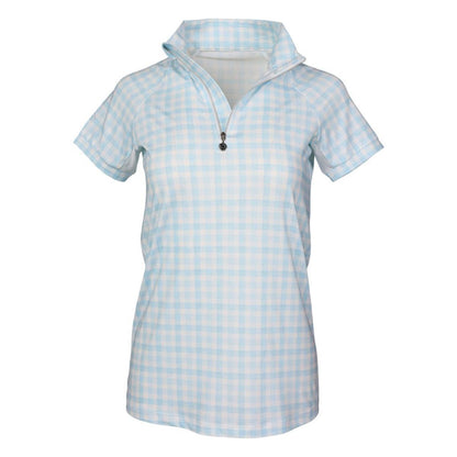 Dapplebay Gingham 1/4 Zip Short Sleeve Riding Top