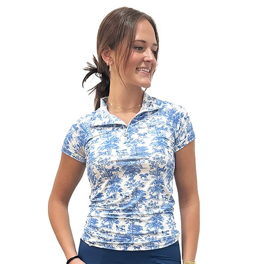 Dapplebay Equestrian Toile 1/4 Zip Short Sleeve Riding Top