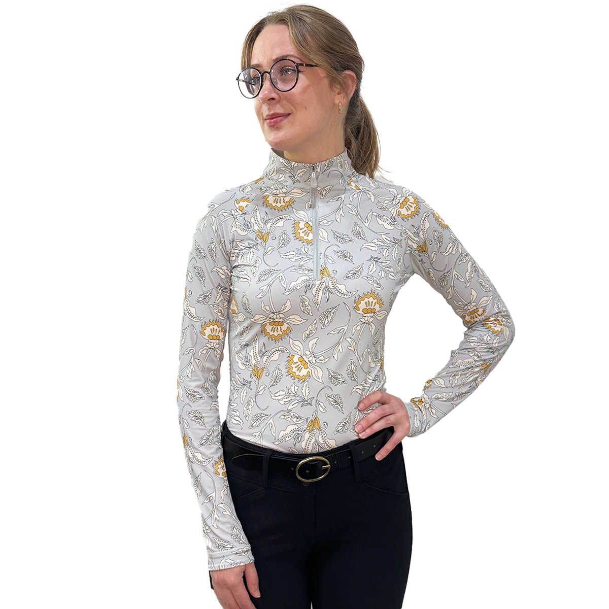 Kastel Long Sleeve Dove Vintage Jacobean 1/4 Zip Sun Shirt