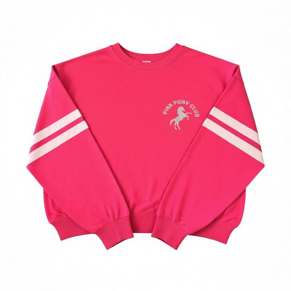 Equine & Design Printed Varsity Drop Shoulder Sweatshirt