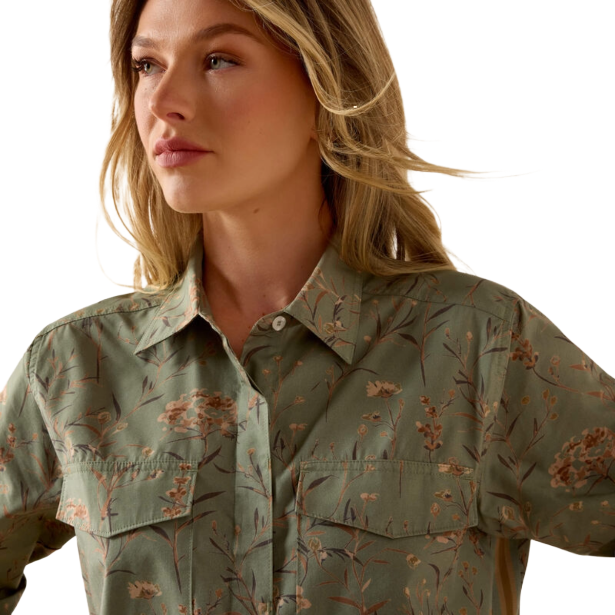 Ariat Women's Wolseley Long Sleeve Shirt model view in Botanical 