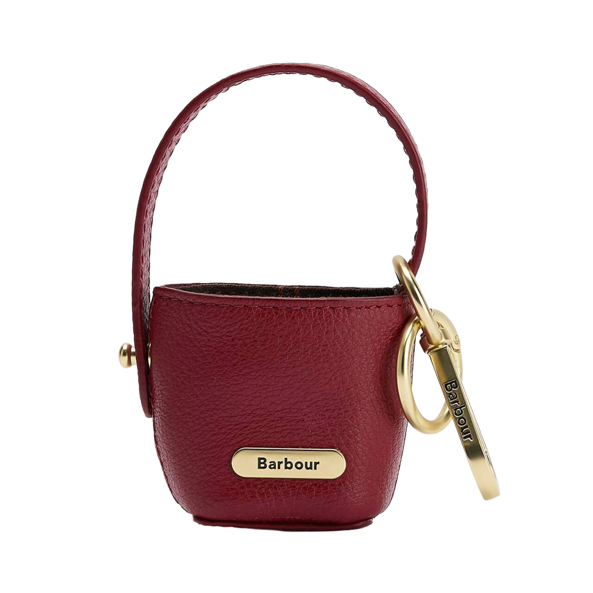 Barbour Leather Cedar Bag Charm, red, front view