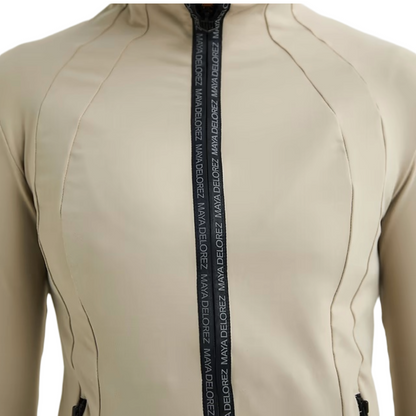 Maya Delorez Women's Silhouette Sports Jacket-Beige-Front Zipper View