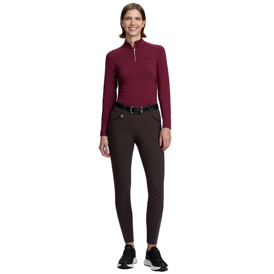 LeMieux Women's Lustre Half Seat Breggings model view in  Espresso 