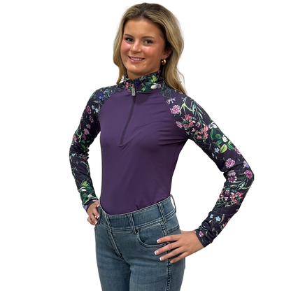Kastel Women's 1/4 Zip Raglan Long Sleeve Shirt