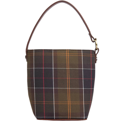 Barbour Cedar Mini Tartan Bucket Bag, Classic Tartan, back view