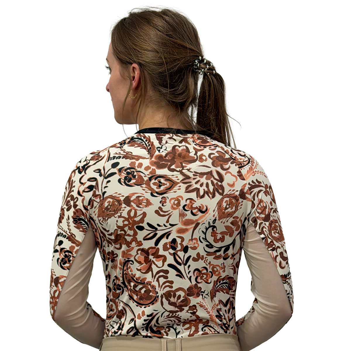 Kastel Long Sleeve Sienna Ikat Crewneck with Striped Cuffs
