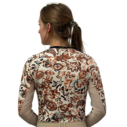 Kastel Long Sleeve Sienna Ikat Crewneck with Striped Cuffs