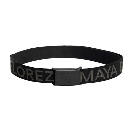 Maya Delorez Logo Webbing Belt-Black-Front View