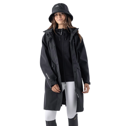 Image 1: Equiline Women's EQEXTRE 3/4 Waterproof Rain Coat - front view