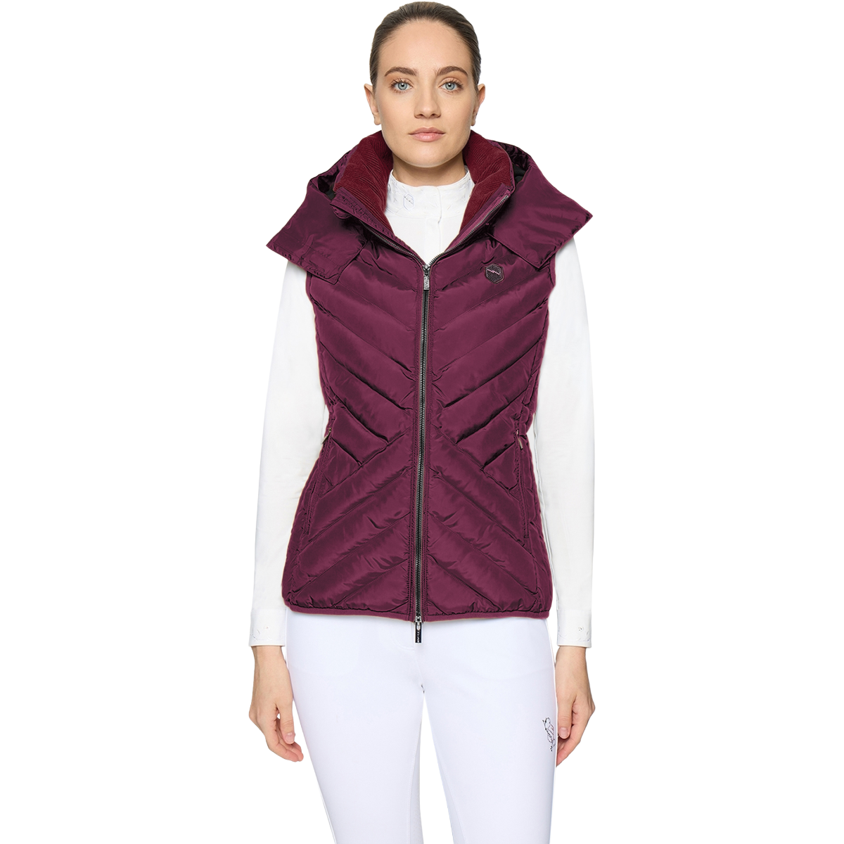 Samshield Women's Chamonix Light Puffer Vest, plum, Front view