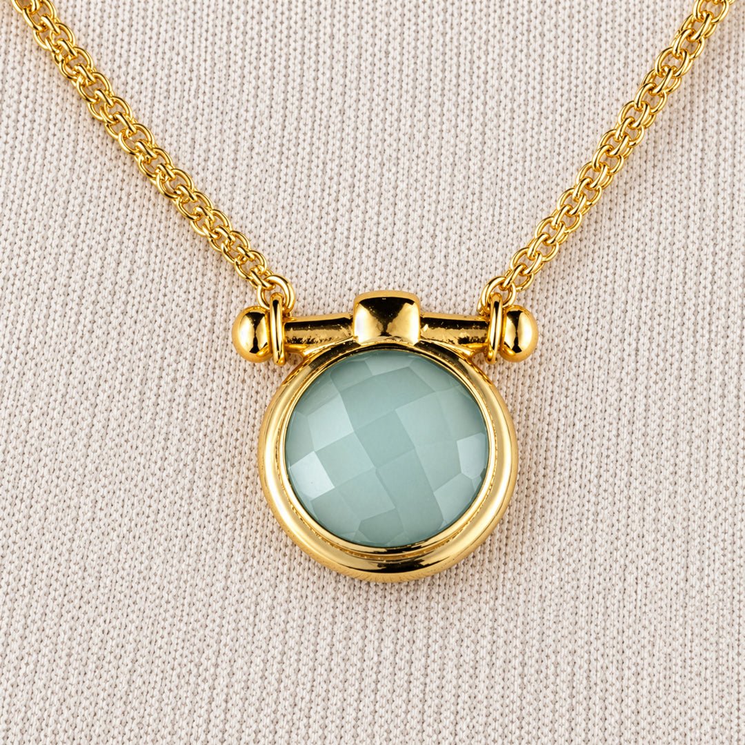 Urban Equestrian  Adele - Aqua Chalcedony Equestrian Horse Bit Necklace in Gold