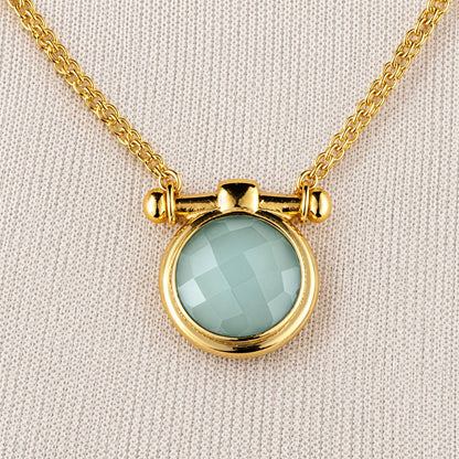 Urban Equestrian  Adele - Aqua Chalcedony Equestrian Horse Bit Necklace in Gold