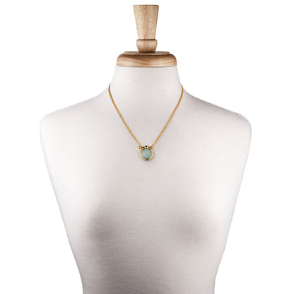 Urban Equestrian  Adele - Aqua Chalcedony Equestrian Horse Bit Necklace in Gold