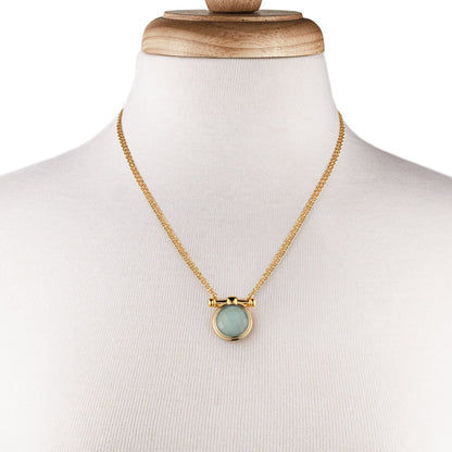 Urban Equestrian  Adele - Aqua Chalcedony Equestrian Horse Bit Necklace in Gold