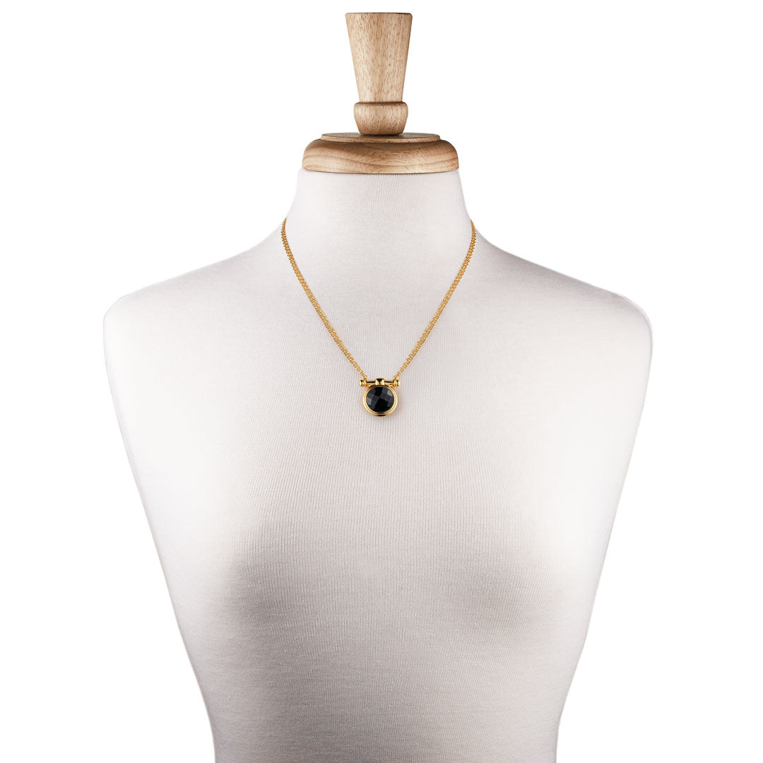 Urban Equestrian  Adele - Black Onyx Equestrian Horse Bit Necklace in Gold