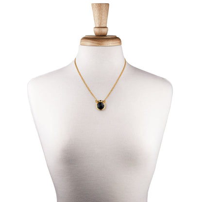 Urban Equestrian  Adele - Black Onyx Equestrian Horse Bit Necklace in Gold