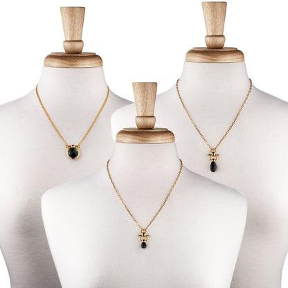 Urban Equestrian  Adele - Black Onyx Equestrian Horse Bit Necklace in Gold