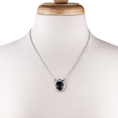 Urban Equestrian  Adele - Black Onyx Equestrian Horse Bit Necklace in Silver