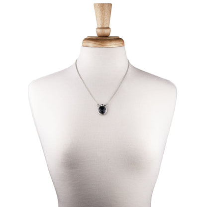 Urban Equestrian  Adele - Black Onyx Equestrian Horse Bit Necklace in Silver