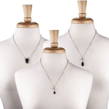Urban Equestrian  Adele - Black Onyx Equestrian Horse Bit Necklace in Silver