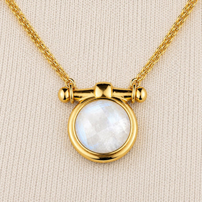 Urban Equestrian  Adele - Moonstone Equestrian Horse Bit Necklace in Gold