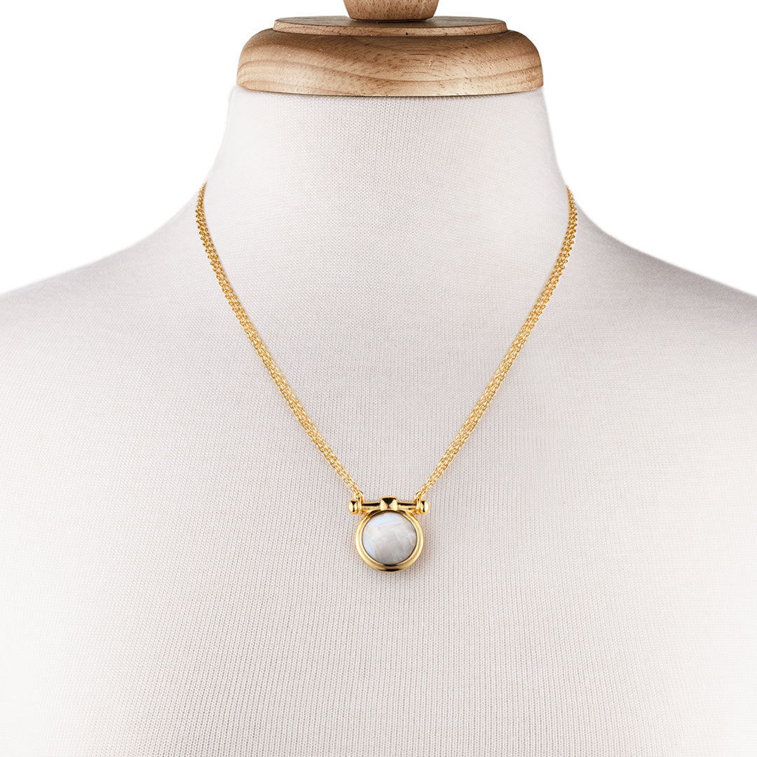 Urban Equestrian  Adele - Moonstone Equestrian Horse Bit Necklace in Gold