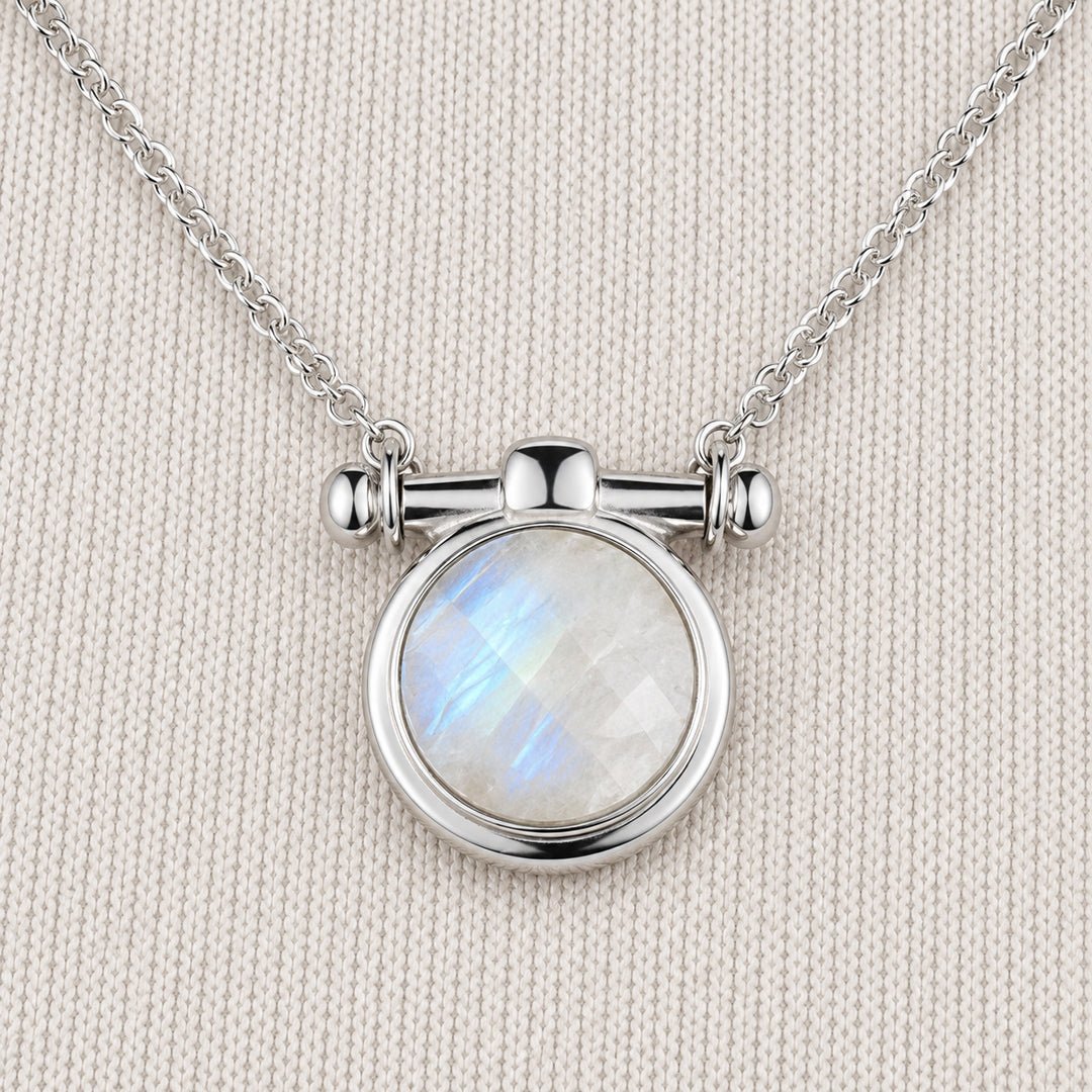Urban Equestrian  Adele - Moonstone Equestrian Horse Bit Necklace in Silver