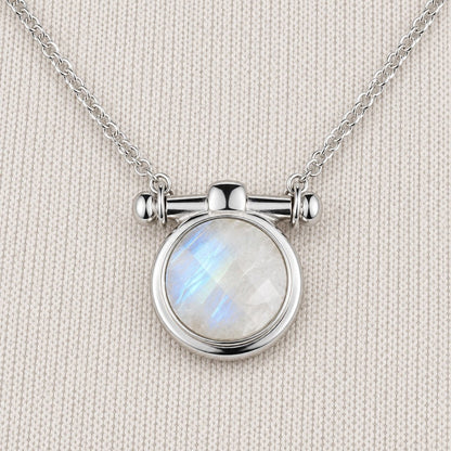 Urban Equestrian  Adele - Moonstone Equestrian Horse Bit Necklace in Silver