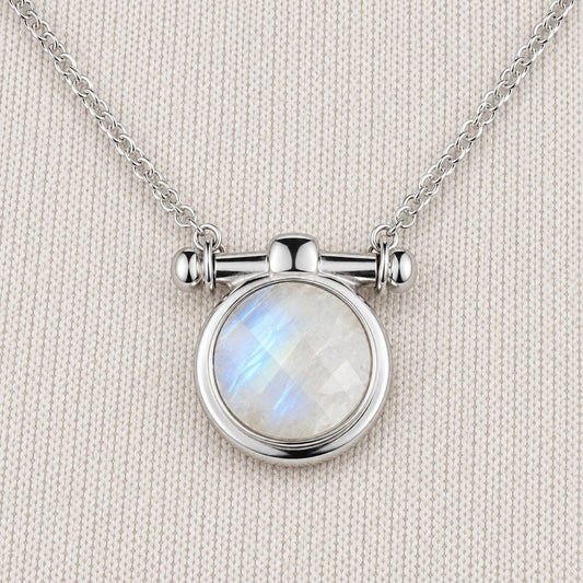 Urban Equestrian  Adele - Moonstone Equestrian Horse Bit Necklace in Silver