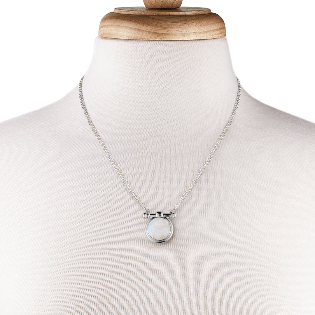 Urban Equestrian  Adele - Moonstone Equestrian Horse Bit Necklace in Silver