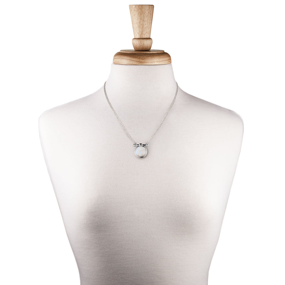 Urban Equestrian  Adele - Moonstone Equestrian Horse Bit Necklace in Silver
