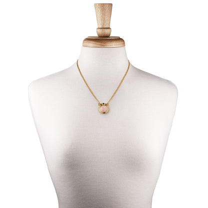 Urban Equestrian  Adele - Rose Quartz Equestrian Horse Bit Necklace in Gold