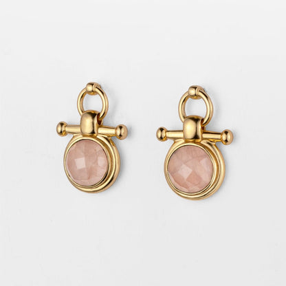 Urban Equestrian  Adele - Rose Quartz Horse Bit Equestrian Earring in Gold
