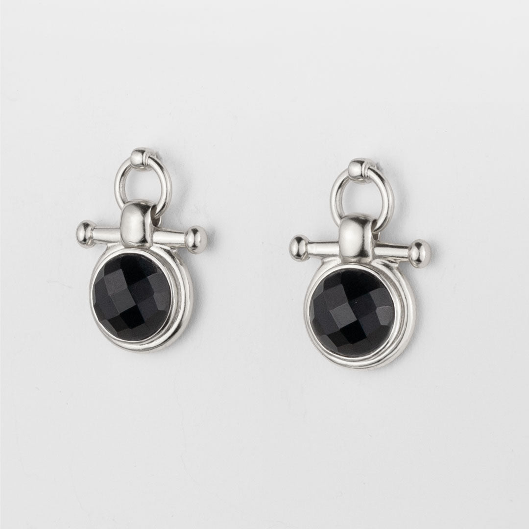 Urban Equestrian  Adele - Black Onyx Equestrian Horse Bit Necklace in Silver