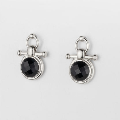 Urban Equestrian  Adele - Black Onyx Equestrian Horse Bit Necklace in Silver
