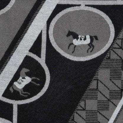 Urban Equestrian  Adina -  Equestrian Motif Shawl in Charcoal Wrap