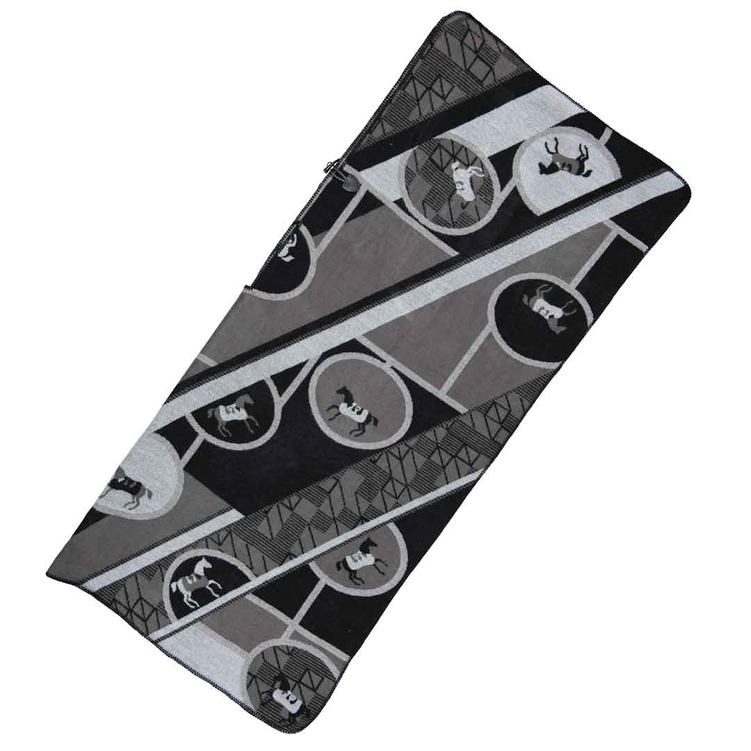 Urban Equestrian  Adina -  Equestrian Motif Shawl in Charcoal Wrap