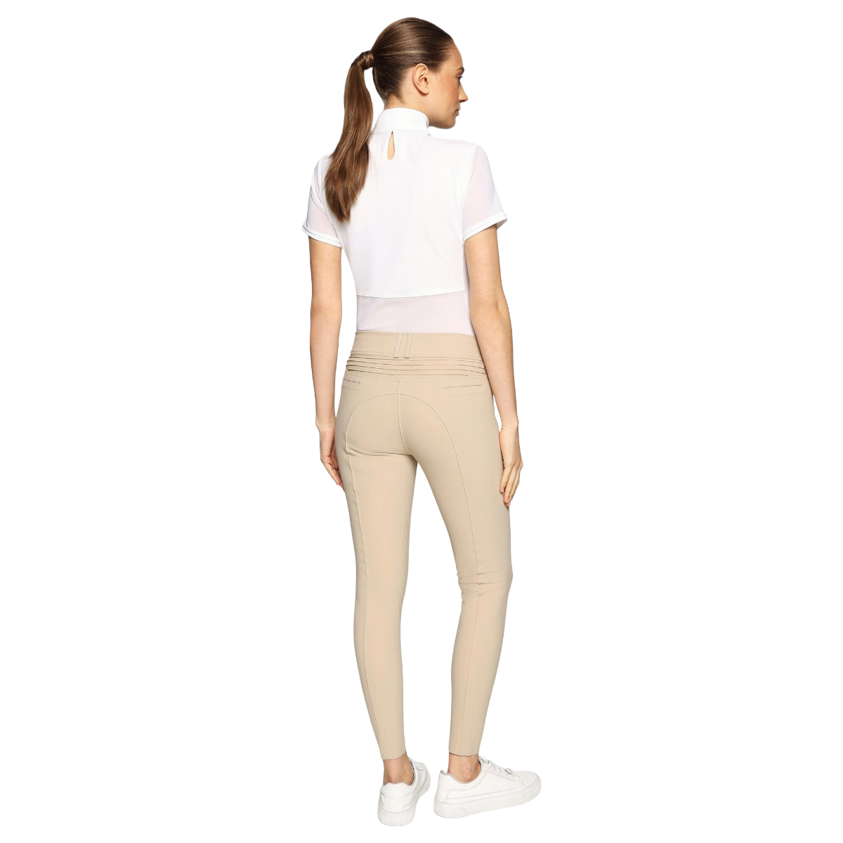 Samshield Women's Clara Air Knee Grip High Waist Breeches Model View in Sand