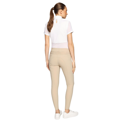 Samshield Women's Clara Air Knee Grip High Waist Breeches Model View in Sand