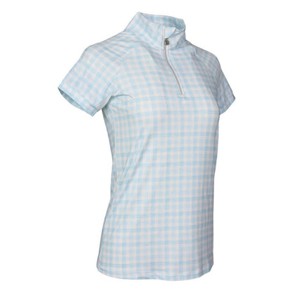Dapplebay Gingham 1/4 Zip Short Sleeve Riding Top