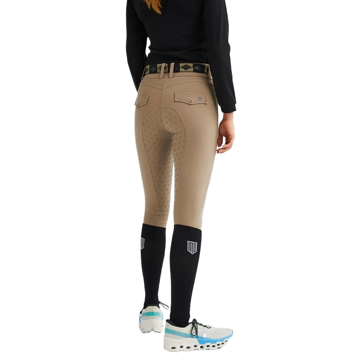 Maya Delorez Women's Half Seat Compression Breeches-Beige-Back Seat View