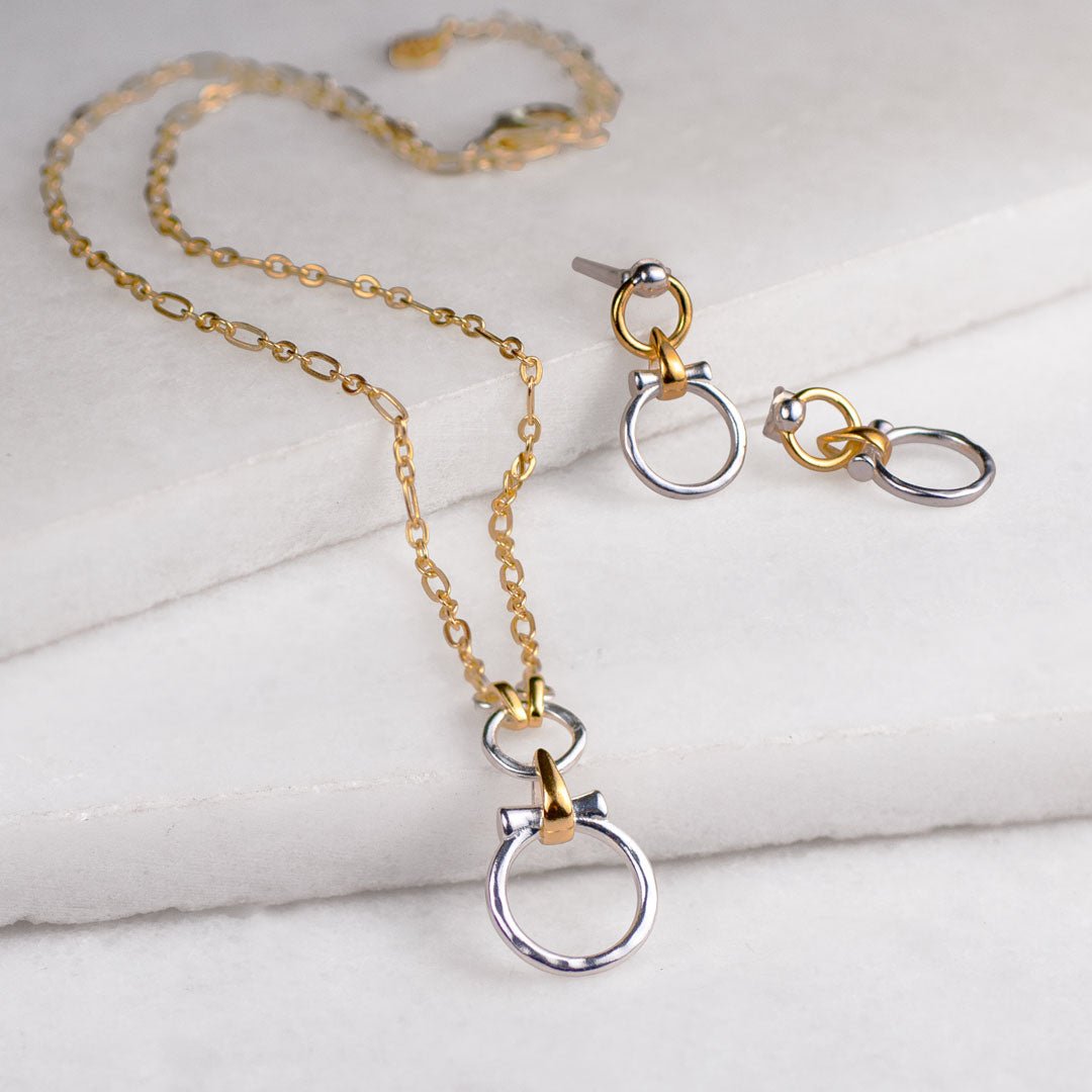 Urban Equestrian  Aikon - Two Tone Equestrian Horse Bit Necklace