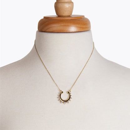 Urban Equestrian  Anola - Diamond Cut Horseshoe Necklace in Gold