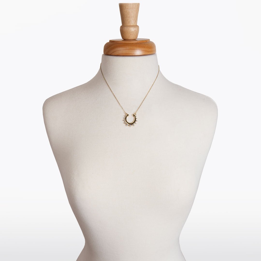 Urban Equestrian  Anola - Diamond Cut Horseshoe Necklace in Gold