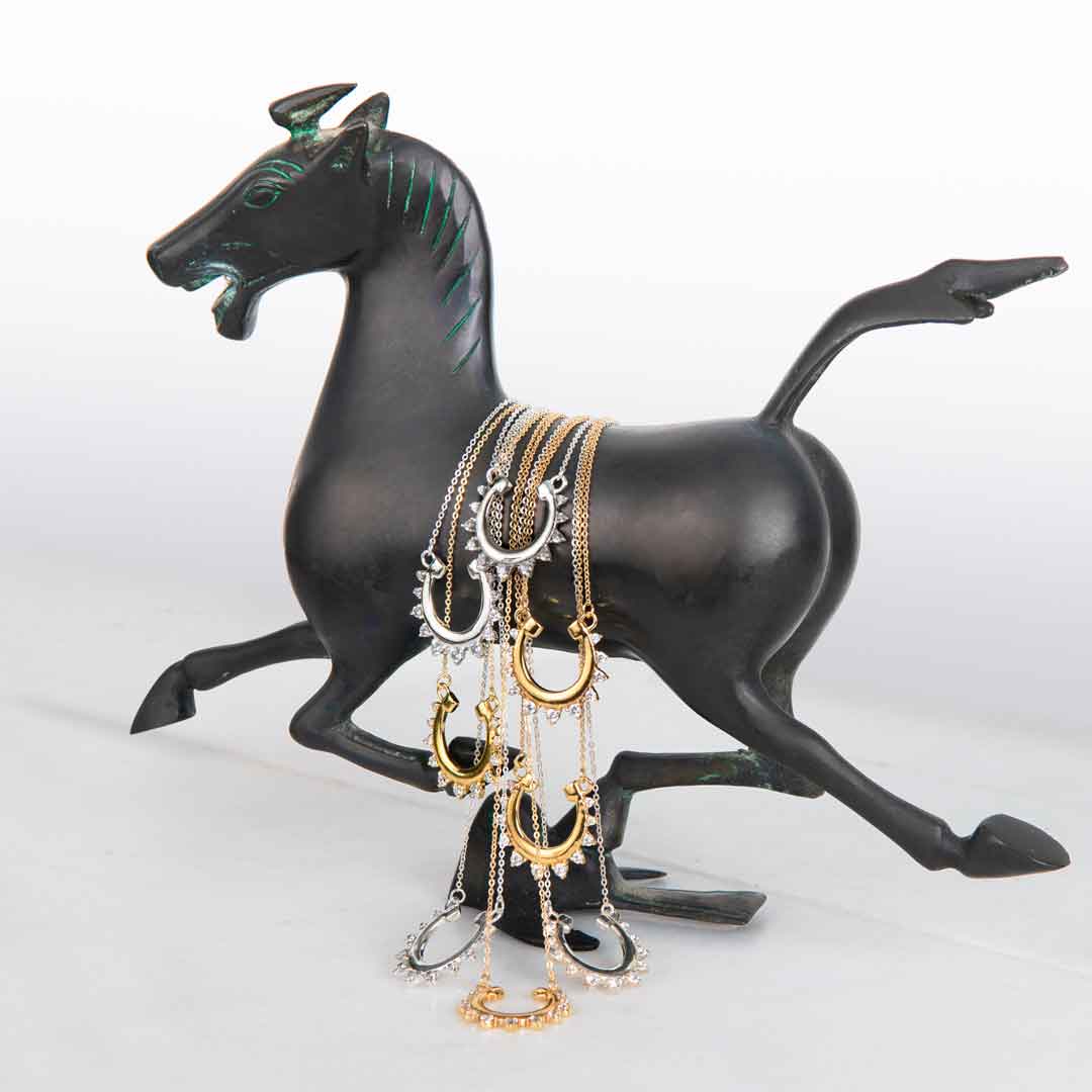 Urban Equestrian  Anola - Diamond Cut Horseshoe Necklace in Silver